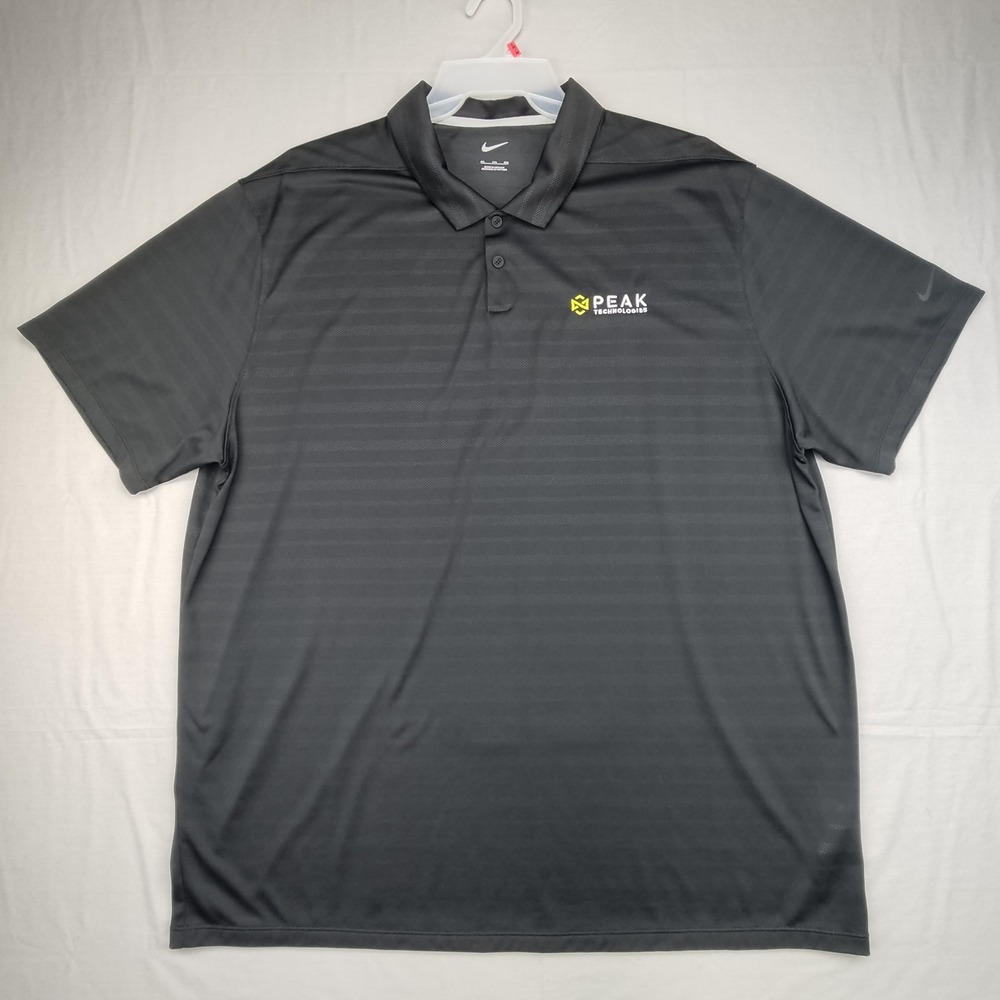 Nike Polo Shirt Mens 3XL Black Dri-FIT Peak Technologies‎ Short Sleeve Textured